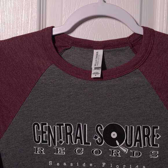 Central Square Records Seaside, Florida USED Raglan Shirt (M, Music, Vinyl) - Picture 3 of 7
